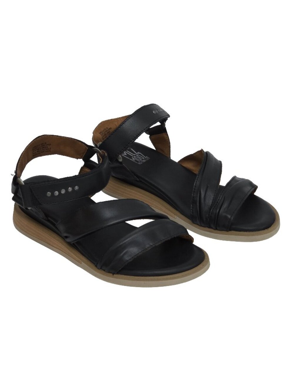 Miz Mooz Camellia Black Leather Ankle Strap Sandals